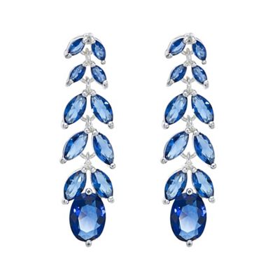 Blue cubic zirconia leaf drop earring